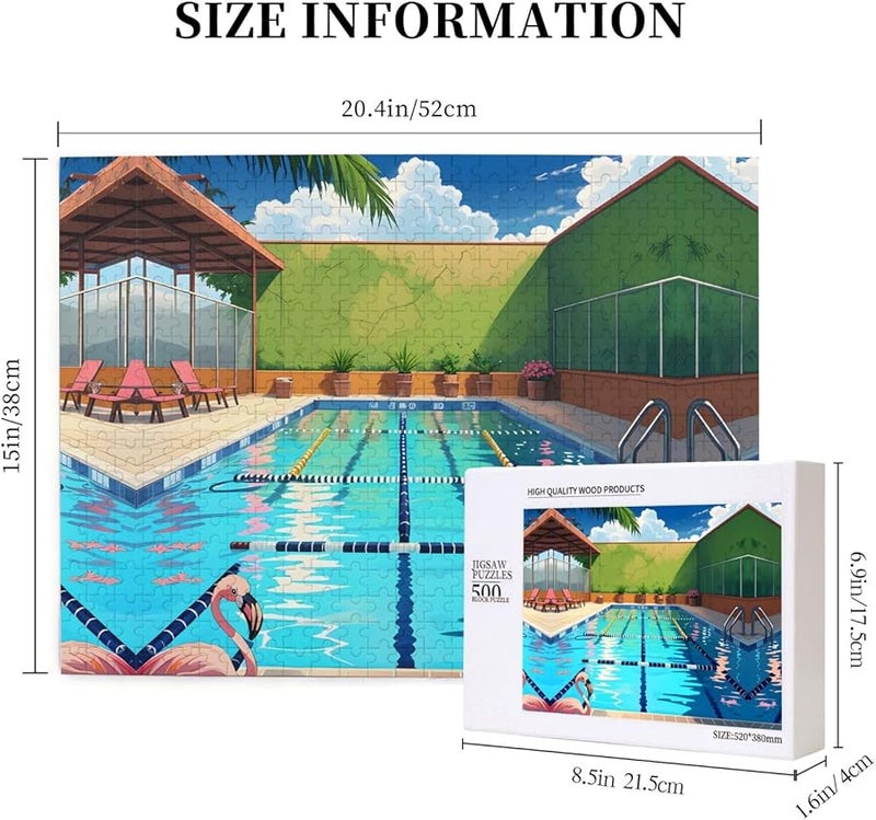 لغز فلامنغو للسباحة 500 قطعة للبالغين ديكور المنزل 20.4 × 15 بوصة - Image 4